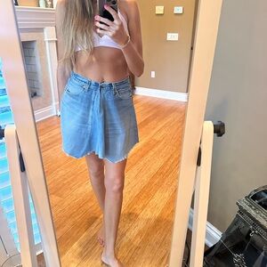 Re/Done Light Blue Distressed Mini Skirt